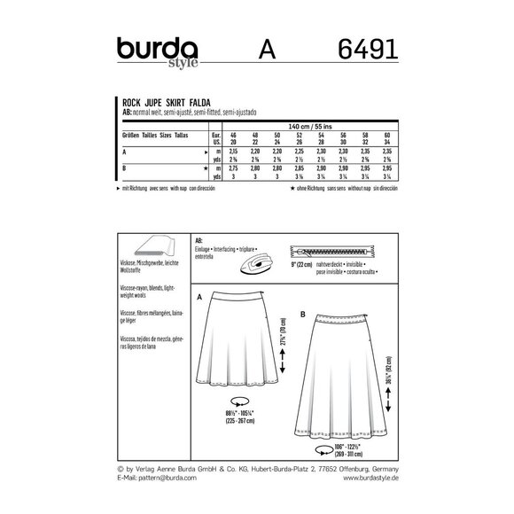 Burda Style 6491 Sewing Pattern Womens Skirts Sizes 20-34 Midi Maxi - Picture 2 of 4